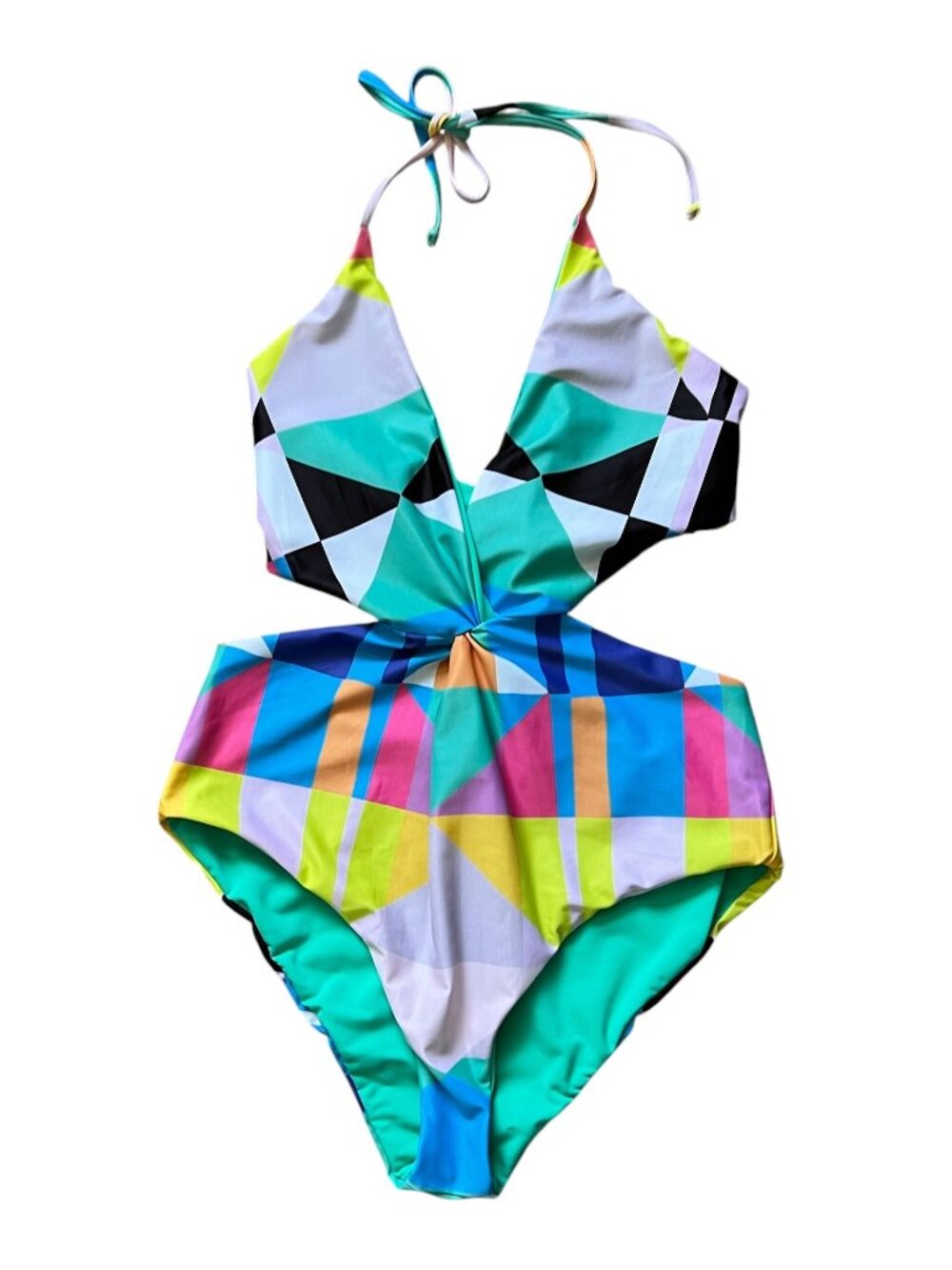 Mara Hoffman NEW Diamond Plunge Twist Front Monokini Swimsuit Size L